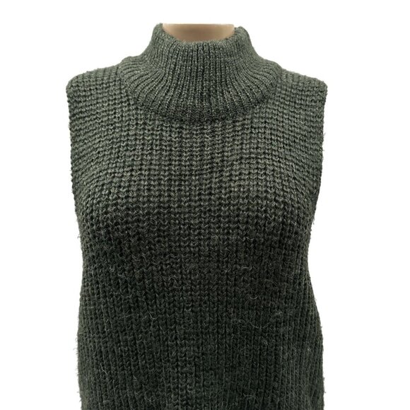 Obey N°89 Womens‎ Sleeveless Knit Tunic Sweater Side Slits Turtleneck Green L - Picture 10 of 10